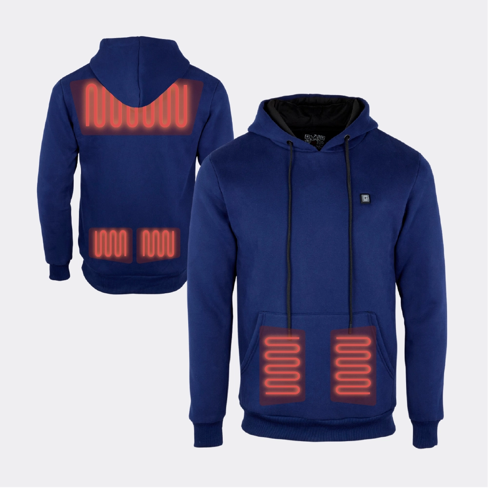 Hoodie chauffant zones de chauffe