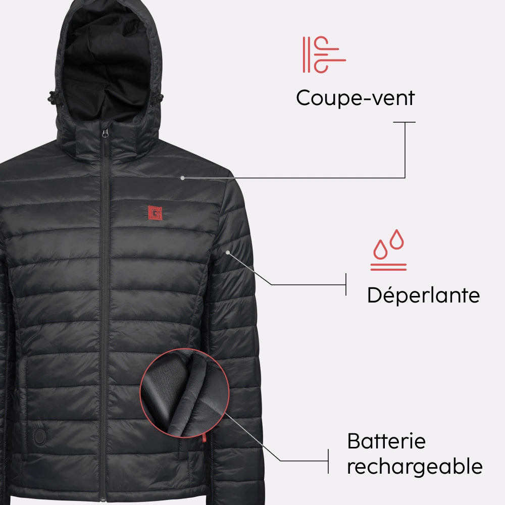 Beheizbare Daunenjacke mit Kapuze EVO